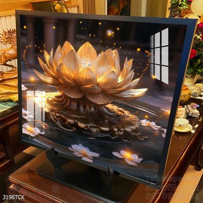 Tranh decor tường phòng khách cá chép hoa sen