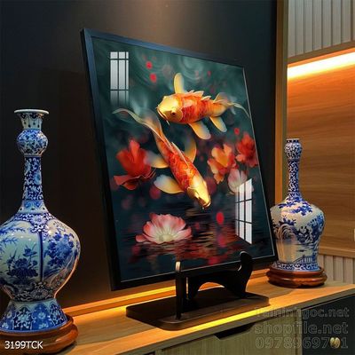 Tranh cá chép hoa sen treo tường mang nhiều ý nghĩa
