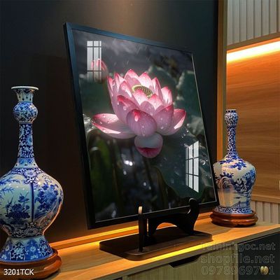 Tranh trang trí phòng khách cá chép hoa sen