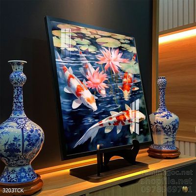 Tranh cá chép hoa sen đẹp mang nhiều ý nghĩa