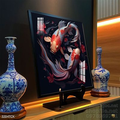 Tranh cá chép hoa sen