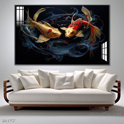 File tranh cá chép hoa sen mẫu mới nhất