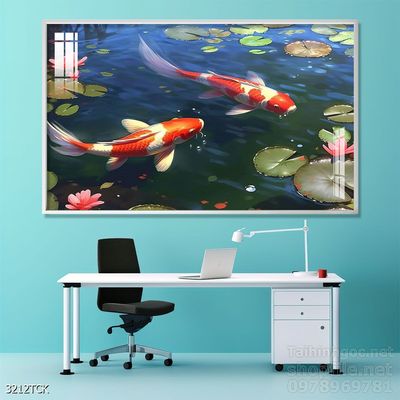 Tranh cá chép hoa sen đẹp mang nhiều ý nghĩa