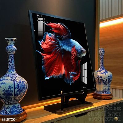 Tranh cá chép hoa sen nghệ thuật hiện đại