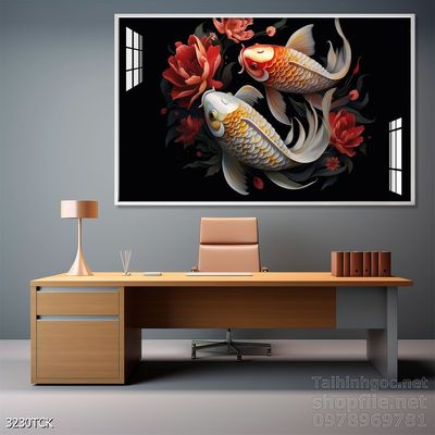 Tranh cá chép hoa sen