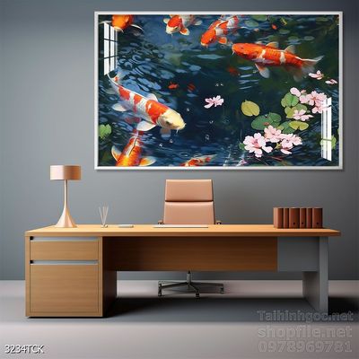 Tranh cá chép hoa sen treo tường mang nhiều ý nghĩa