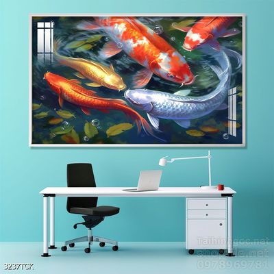 File tranh cá chép hoa sen mẫu mới nhất