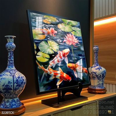 Tranh cá chép hoa sen