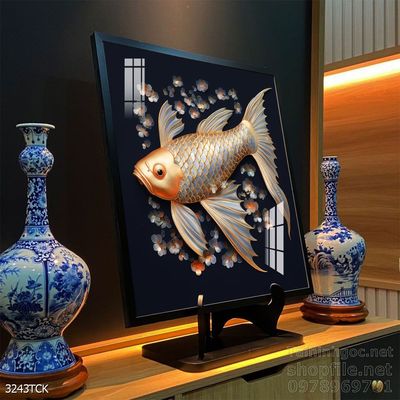 Tranh cá chép hoa sen treo tường mang nhiều ý nghĩa