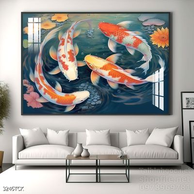 File tranh cá chép hoa sen mẫu mới nhất