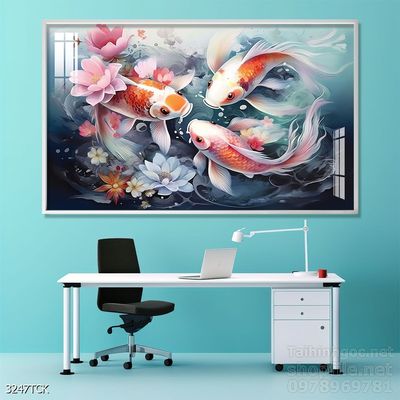 Tranh cá chép hoa sen đẹp mang nhiều ý nghĩa