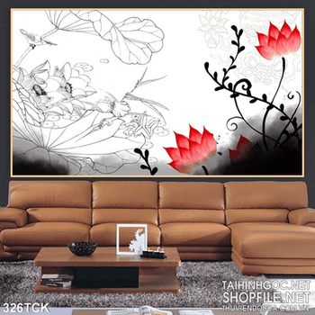 Tranh hoa sen, cá chép nghệ thuật