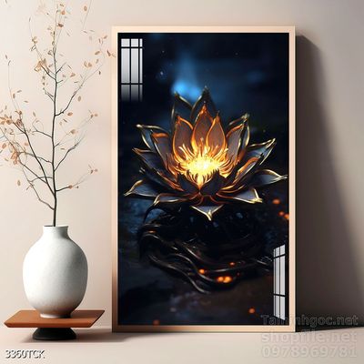 Tranh trang trí phòng khách cá chép hoa sen