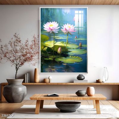 Tranh cá chép hoa sen nghệ thuật hiện đại