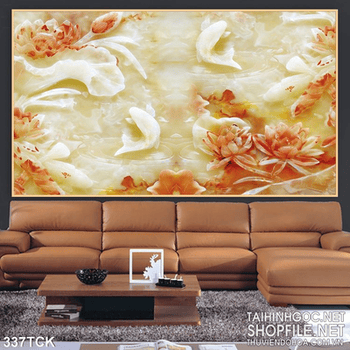 Tranh hoa sen, cá chép giả ngọc