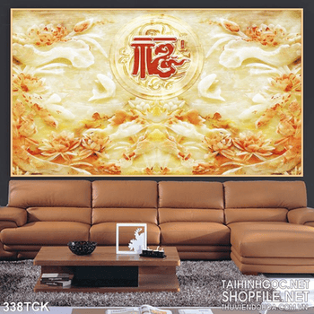 Tranh hoa sen, cá chép giả ngọc đẹp