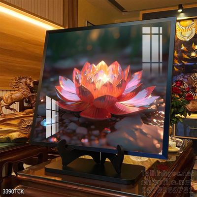 Tranh decor tường phòng khách cá chép hoa sen