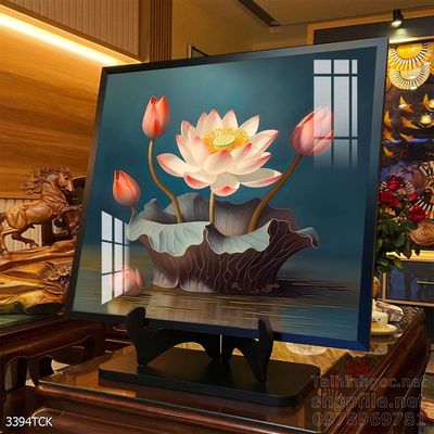 Mẫu tranh decor tường cá chép hoa sen