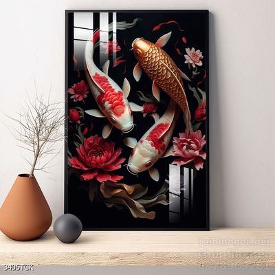 File tranh cá chép hoa sen mẫu mới nhất