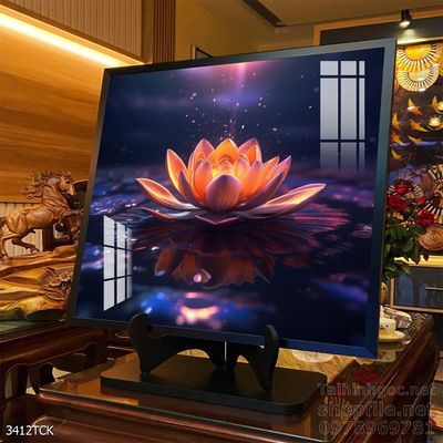 Mẫu tranh decor tường cá chép hoa sen