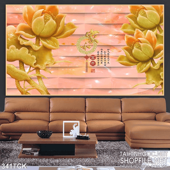 Tranh hoa sen, cá chép giả ngọc nghệ thuật