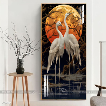 Tranh hoa mẫu đơn và chim công