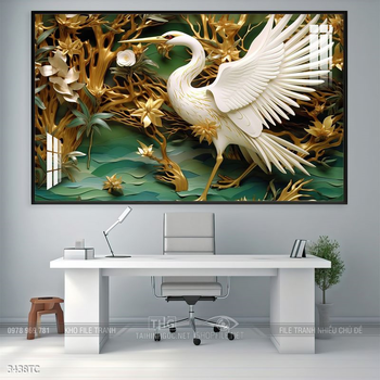 Tranh phong thủy chim công và hoa mẫu đơn rước may mắn vào nhà