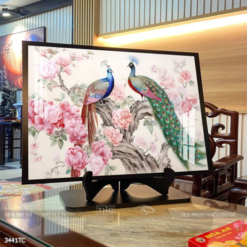 Tranh chim công hoa mẫu đơn đẹp và ý nghĩa