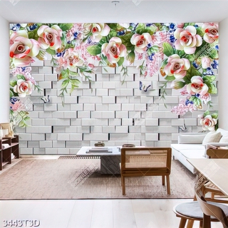 Tranh hoa hồng 3D trên nền gạch chất lượng cao