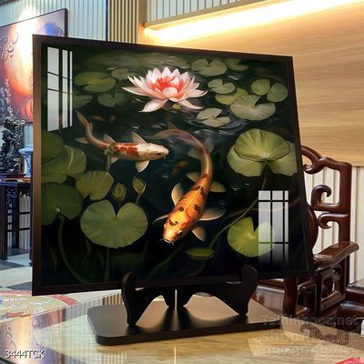 Tranh cá chép hoa sen nghệ thuật hiện đại