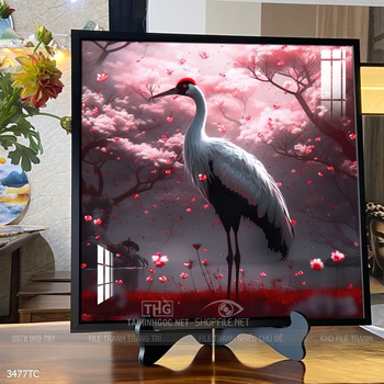 Tranh phòng khách chim công và hoa mẫu đơn treo tường