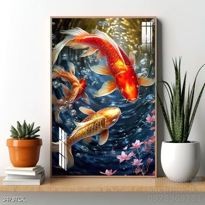 Tranh cá chép hoa sen