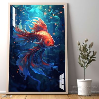 Tranh cá chép hoa sen treo tường mang nhiều ý nghĩa