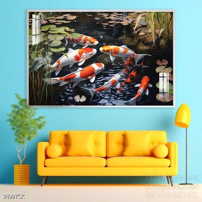 Tranh cá chép hoa sen treo tường mang nhiều ý nghĩa