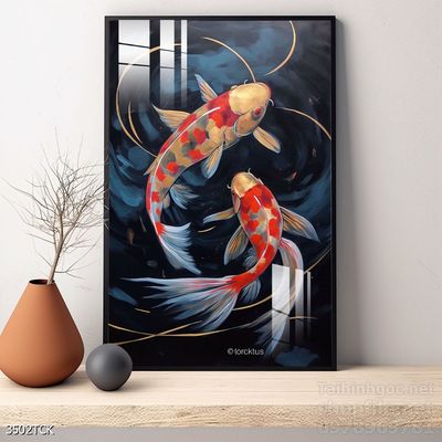 File tranh cá chép hoa sen mẫu mới nhất