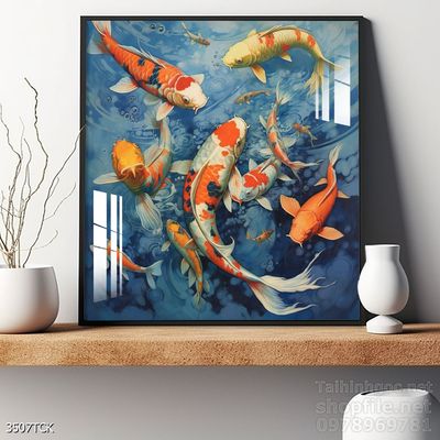 Tranh cá chép hoa sen cực đẹp