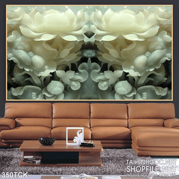 Tranh hoa sen giả ngọc trang trí