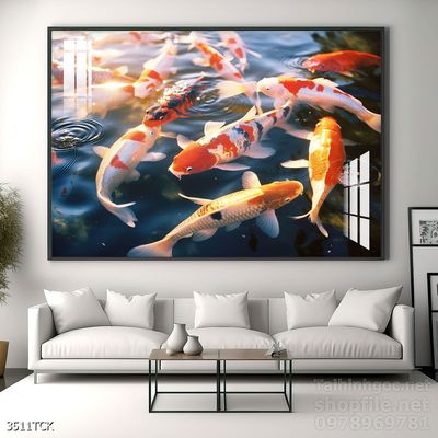 File tranh cá chép hoa sen mẫu mới nhất