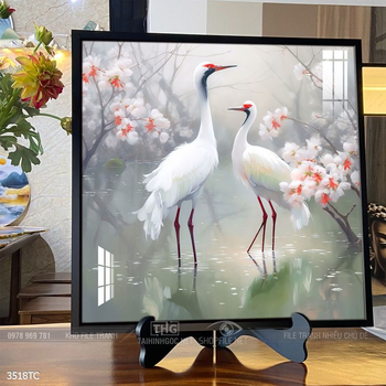 Tranh phong thủy chim công và hoa mẫu đơn rước may mắn vào nhà