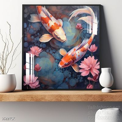 Tranh cá chép hoa sen