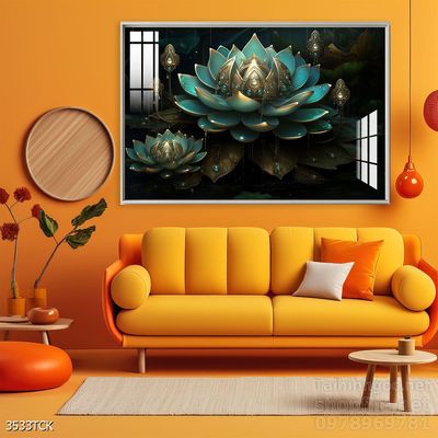 Tranh cá chép hoa sen nghệ thuật hiện đại