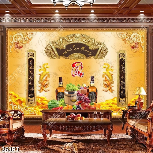 Tranh thờ mâm ngũ quả chất lượng cao