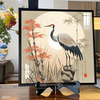 Tranh hoa mẫu đơn và chim công