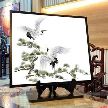 Tranh chim công trong vườn hoa mẫu đơn treo tường