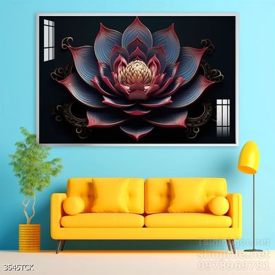 Tranh trang trí phòng khách cá chép hoa sen
