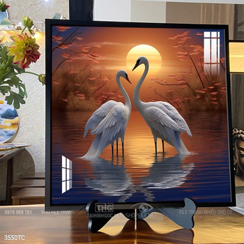 Tranh treo tường phong thủy chim công và hoa mẫu đơn