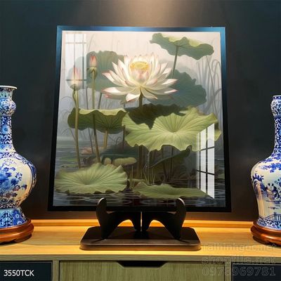 Tranh cá chép hoa sen nghệ thuật hiện đại