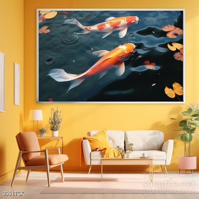 Tranh cá chép hoa sen cực đẹp