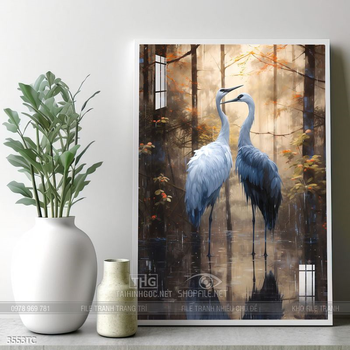 Tranh phong thủy chim công và hoa mẫu đơn rước may mắn vào nhà