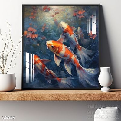 Tranh cá chép hoa sen